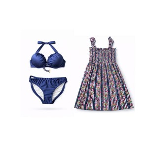 مایو سه تکه کاپدار فنردار beach queen کد 1020