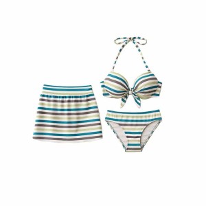 مایو سه تکه کاپدار فنردار beach queen کد 1016